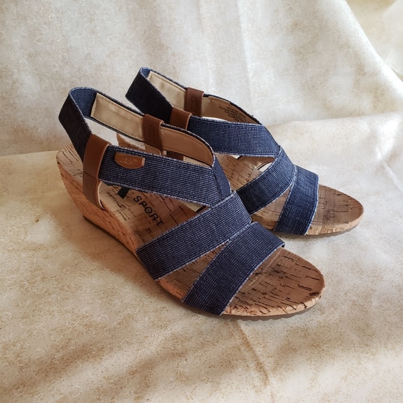 Anne Klein Shoes - Anne Klien wood/denim wedges